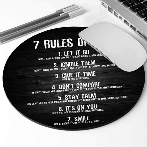 Custom 7 Rules of Life Motivational Quotes Round Mouse Pad, Inspirational Quote About Life, 7.9 x 7.9 x 0.12 Inch