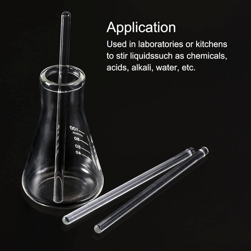 MECCANIXITY Borosilicate Glass Stick 5.91" Length 6mm Dia Stir Rod Mixing Tools, 3Pcs with Round Ends