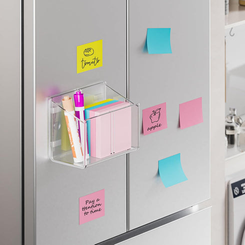 MaxGear Magnetic Dry Erase Marker Holder, Clear Acrylic Pen Holder for Fridge, Whiteboard, Locker, 2 Compartments