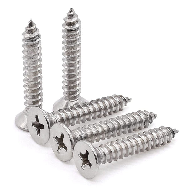 Glvaner #14 x 1-1/4 inch Flat Head Wood Screws, 50 pcs 304 Stainless Steel Self Tapping Screw
