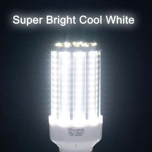 2-Pack E26 Standard Base LED Corn Light Bulb, 30W (200W Equivalent), 6500K Daylight for Garage, 85V-265V