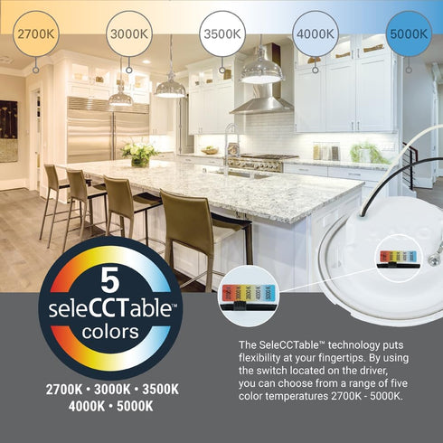 4 Inch 700 JBD4079FS1EWH-CA HALO JBD Slim Surface Mount LED Downlight with Selectable CCT, Lumens, Wet Location-Listed