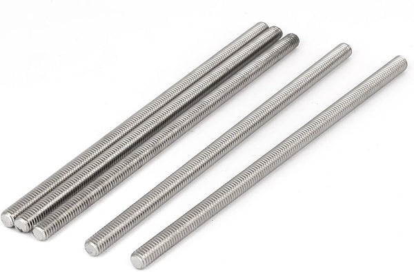uxcell M6 x 140mm 304 Stainless Steel Fully Male Threaded Rod Bar Studs, 5 Pcs