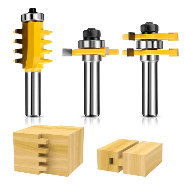 1/2-Inch Shank Tongue and Groove Router Bits Set & Reversible Finger Joint