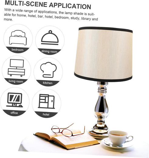 HAKIDZEL Round Replacement Lamp Shade for Floor Lamp Black-edged Cloth Cover with Top and Bottom for Bedroom and Home