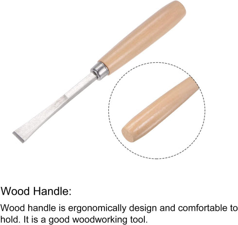 uxcell 10mm Wood Chisels Carving Knife, 45# Carbon Steel Flat Tip Graver, 165mm (6.5-Inch) Length, Chrome Plated