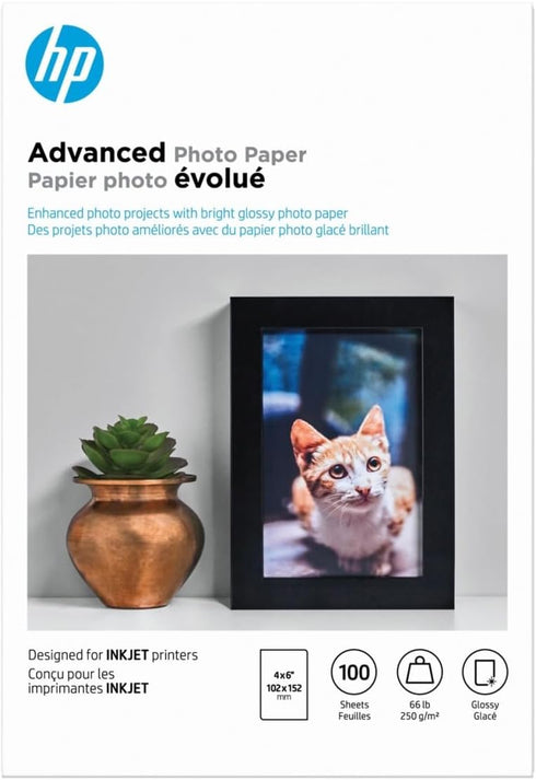 4x6 100 (Q6638A) HP Advanced Photo Paper, Glossy, in, sheets