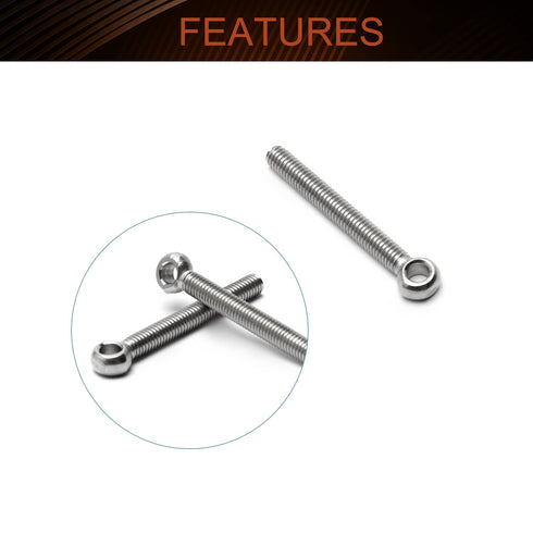 MroMax Swing Lifting Bolt M6 x 50mm: 304 Stainless Steel Eye Bolt for Home Renovation and Fasteners