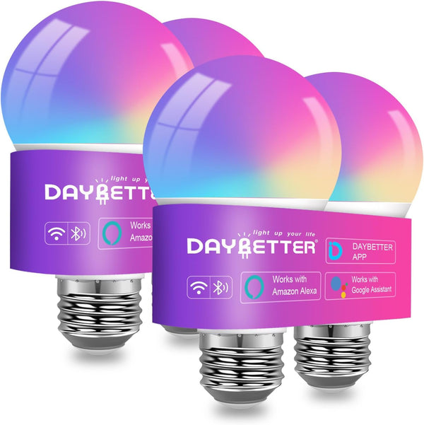 DAYBETTER Smart Light Bulbs, RGBCW Color Changing Smart Bulb Compatible with Alexa