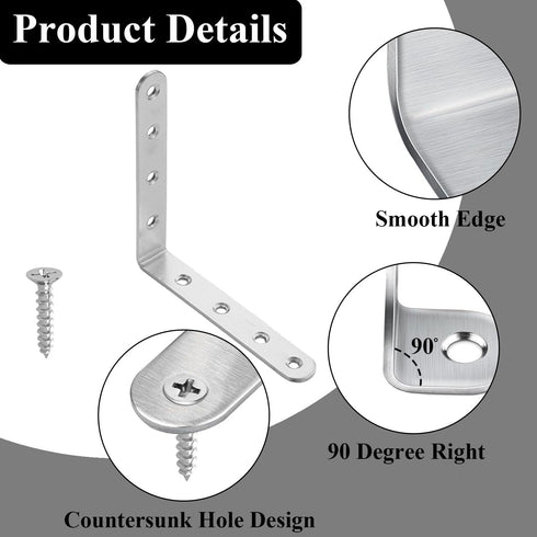 Wopanxye 12 Pack 20 125 mm Angle Corner Brackets for Shelf, x Stainless Steel Brace, Right Angle L-Shaped Sheet