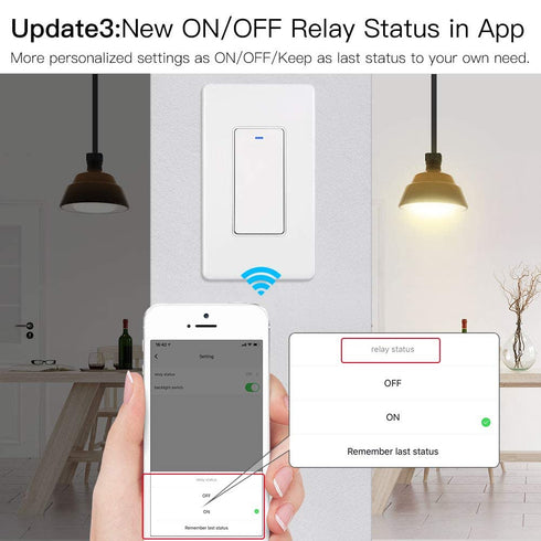 MoesGo WiFi Wall Push Button Smart Light Switch, Multi-Control, 2.4GHz WiFi, Works with Alexa and Google Home, White