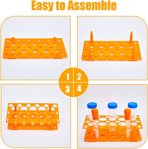 SUPERFINDINGS 4 Sets Plastic Test Tube Rack, Detachable Test Tube Display Stands, Blue and Orange