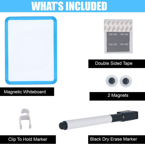 PTY Magnetic Dry Erase Board 8.5" x 11" with Magnetic Marker and 2 Magnets - Small Whiteboard for School Locker,