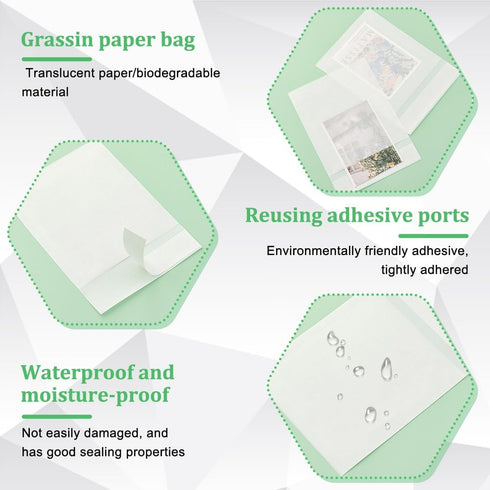 PH PandaHall 60Pcs Self Seal Glassine Bags, Waxed Paper Storage Bags for Cookies, Candy, Snacks, Gift Favors