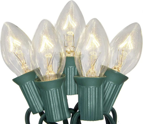 C7 Christmas Lights, 25Ft Outdoor Clear Christmas String Lights with 27 Clear