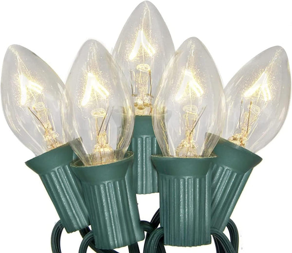 C7 Christmas Lights, 25Ft Outdoor Clear Christmas String Lights with 27 Clear