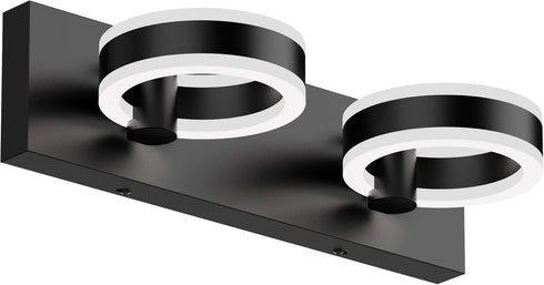 LED Bathroom Light Fixtures,15inch Black Vanity Lights, Modern 2 Light Acrylic Wall