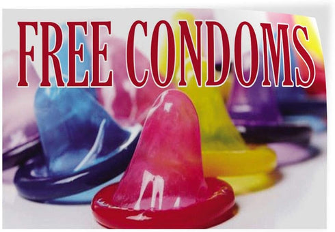 Vision Signs Free Condoms Indoor Store Sign Vinyl Decal Sticker 8"