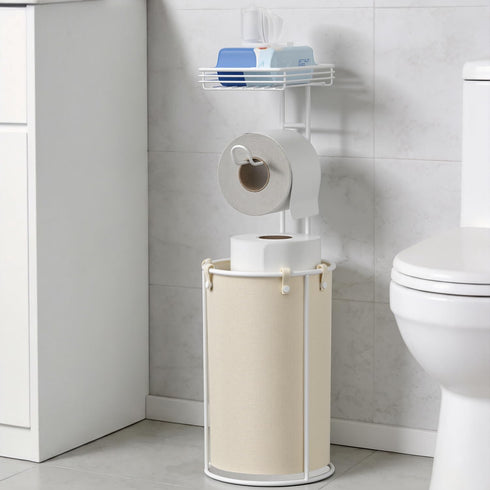 Standing Toilet Paper Storage Rack, Rustproof Metal Stand Up Toilet-Paper Roll Holder,