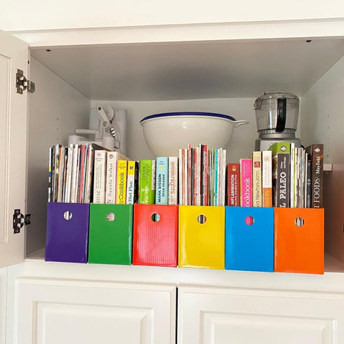 Evelots Magazine File Holder - Set of 24 Multi Color - Sturdy Cardboard Office Desk Organizer - Easy Assemble, Full 4