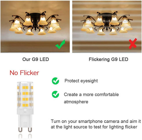 G9 Bulb 120V 4W 40 T3/T4 G9 360 450LM Non-dimmable (3000K 6 Pack) LED Watt Halogen Equivalent No-Flicker Degree Ceramic