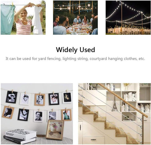 50ft 304 Globe String Light Suspension Kit, Outdoor Light Guide Wire, Vinyl Coated Stainless Steel Steel CableInclude