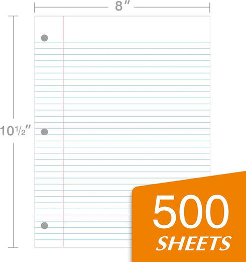 Kaisa 3 Pack Notebook Paper College Ruled, 3-Hole Punched Loose Leaf Paper 8x10.5, 150 Sheets/Pack (3 Pack-college)