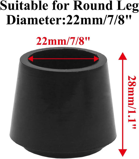 Kyuionty 16Pcs 7/8 Inch Rubber Chair Leg Tips Caps Furniture Table Chair Leg Caps