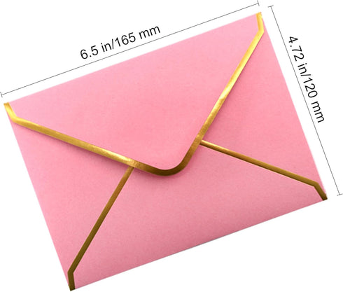 VANRA 150 PCS Colorful Invitation Envelopes Self Seal A6 V Flap with Gold Border for 4 x 6 Greeting Cards, Wedding