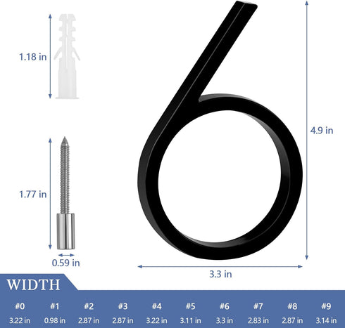SEISSO 844713 5-Inch House Numbers for Outside, Modern Floating Metal Door Address Sign Decor