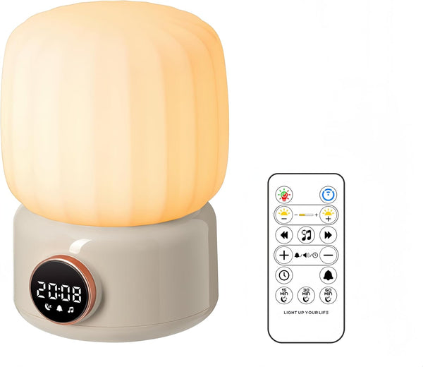 wiewoyakr Retro Night Light Bedside Lamp Touch and Remote Control Dimmable Tabletop Clock
