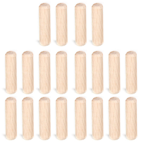 MroMax 20Pcs Wooden Dowel Pins - 8 x 30mm, Approx 5/16" x 1-3/16" Fluted Beveled Hardwood for Furniture DIY Projects
