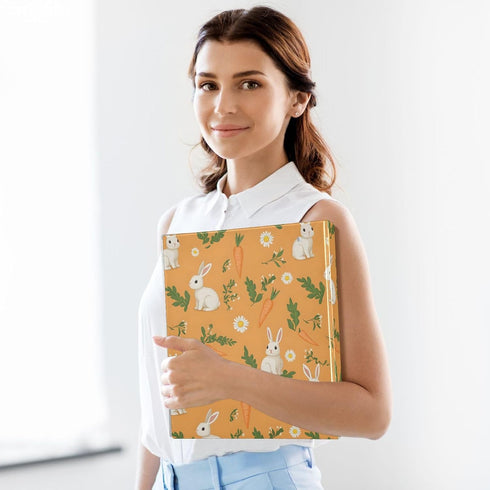 EFEWOI 3 1.5 Inch 200 Rabbit Carrot Pattern Ring Binder with Clipboard Round Rings Binder Folders Organizer for School