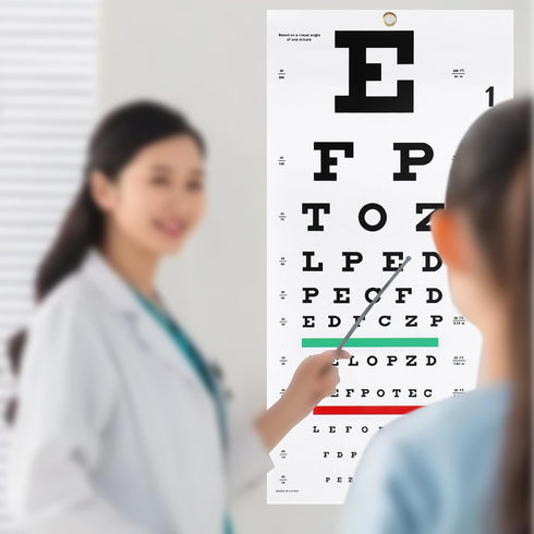 Complete Snellen Eye Exam Kit, Eye Chart for 20 Feet Eye Exams with Occluder and Pointer