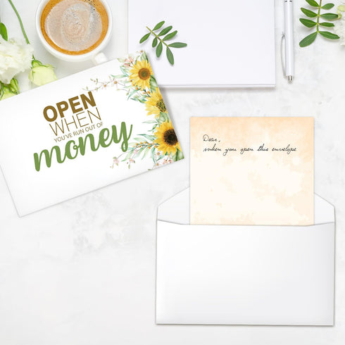 Open When You Letters Kit, Envelopes with Sunflower, Handmade Gift for University Students, Leaving Home Present
