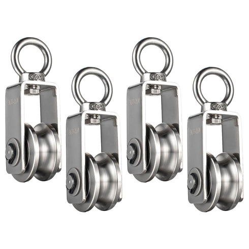Cable Pulley Wheel Stainless Steel, Bearing Inside Rope Pulley for Gym Equipment, 4 Pack