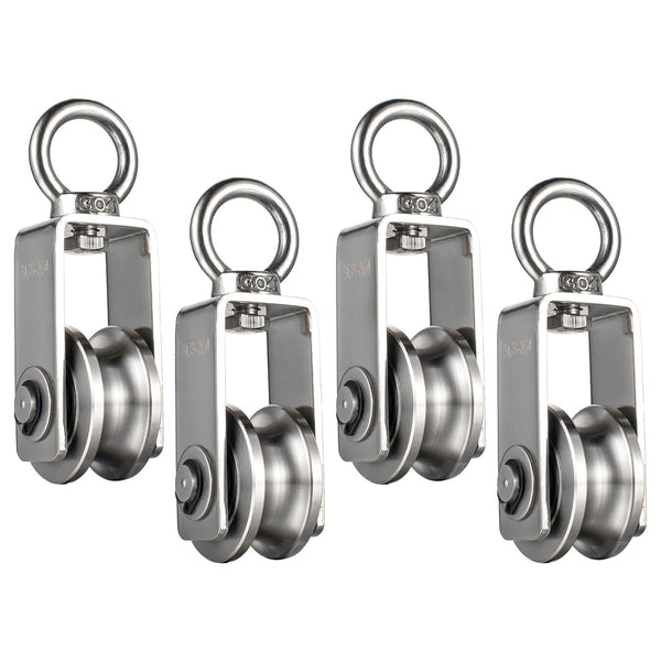 Cable Pulley Wheel Stainless Steel, Bearing Inside Rope Pulley for Gym Equipment, 4 Pack