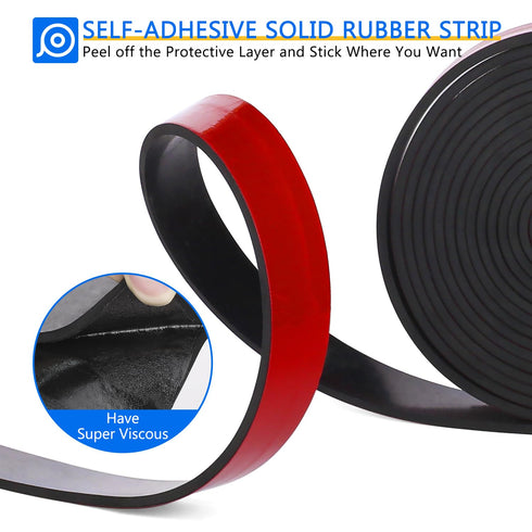WochiTV Adhesive Solid Rubber Strips, 4" Wide x 1/16" Thick x 60" Long Black Neoprene Rolls