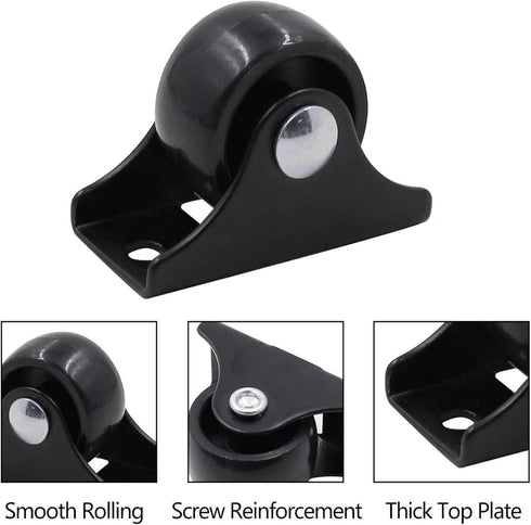 Luomorgo 12 Pack 1" Caster Wheels Rigid Fixed Non Swivel Casters for Furniture, Black