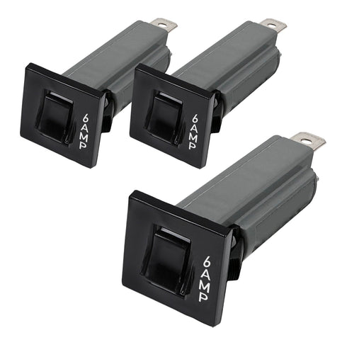 W Type 6 Amp Thermal Circuit Breaker Fuse, W28-XQ1A-6, Quick Connect, Snap-in, 3 Pack
