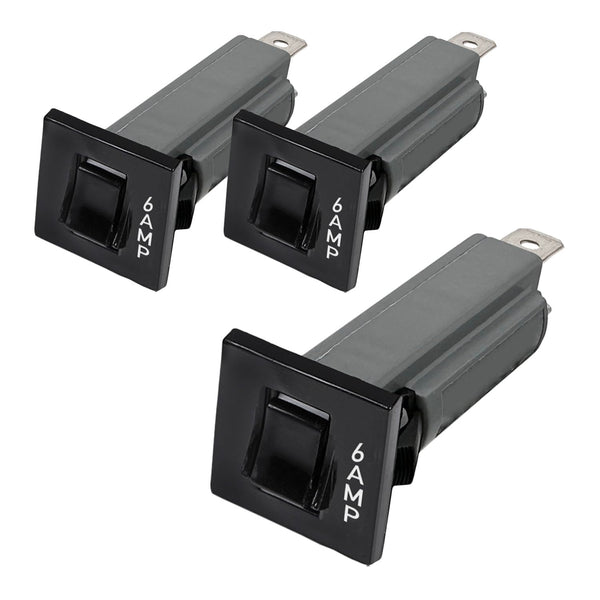 W Type 6 Amp Thermal Circuit Breaker Fuse, W28-XQ1A-6, Quick Connect, Snap-in, 3 Pack
