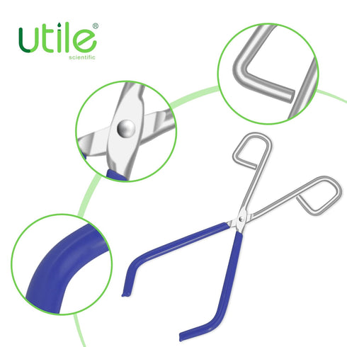 Lab Beaker Tongs, Chrome Plated Surface, Blue PVC Overmolding Cover, for 50ML-2000ML Beakers