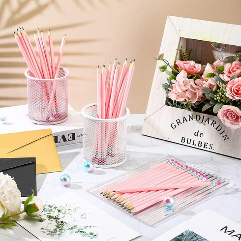 Tinlade 50 Pcs Triangular Grip Pencils, Wedding Pencils HB Graphite Pack with Eraser for School Drawing Sketching