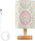 Yuiboo Table Lamp Baby Night Light Minimalist Soft Green & Blush Floral Table