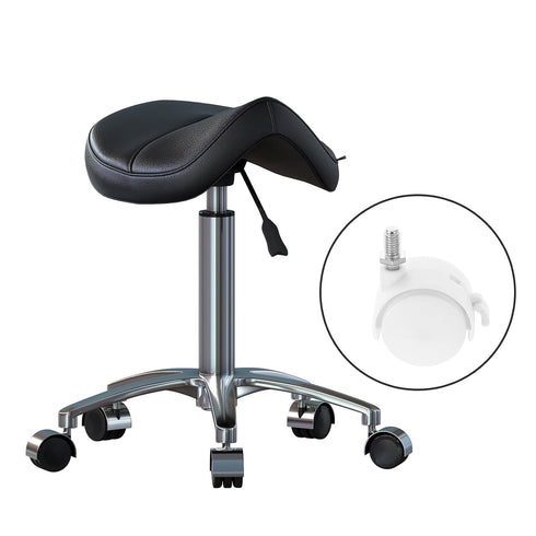 FUOYLOO 4pcs 1.5-inch 8x13mm White Swivel Desk Chair Wheels with Brake, Threaded Stem Casters for Office Furniture