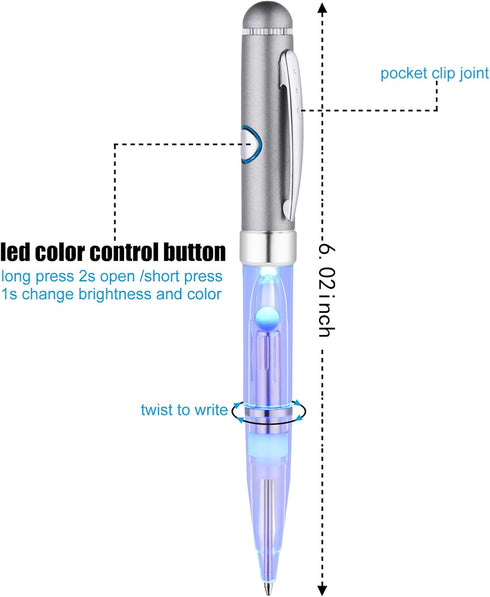 Pen With Light, 2pieces Light Up Pen,Battery Powered Light Color Changing Ballpoint Pens 7 In 1 Multicolor Lighted Tip Pen Glow Pen Lights for Writing in The Dark by Yacig