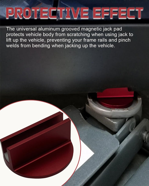 Universal Magnetic Jack Pad - Jack Puck Pinch Weld Frame Rail Adapter for Universal Vehicles, Red-1 Pack