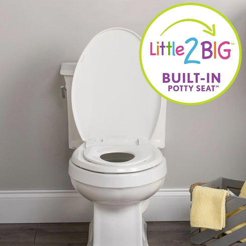 Little2Big Toilet Seat with Built-In Toddler Potty Training Seat, Slow Close, Easy to Install, Made in USA, ELONGATED