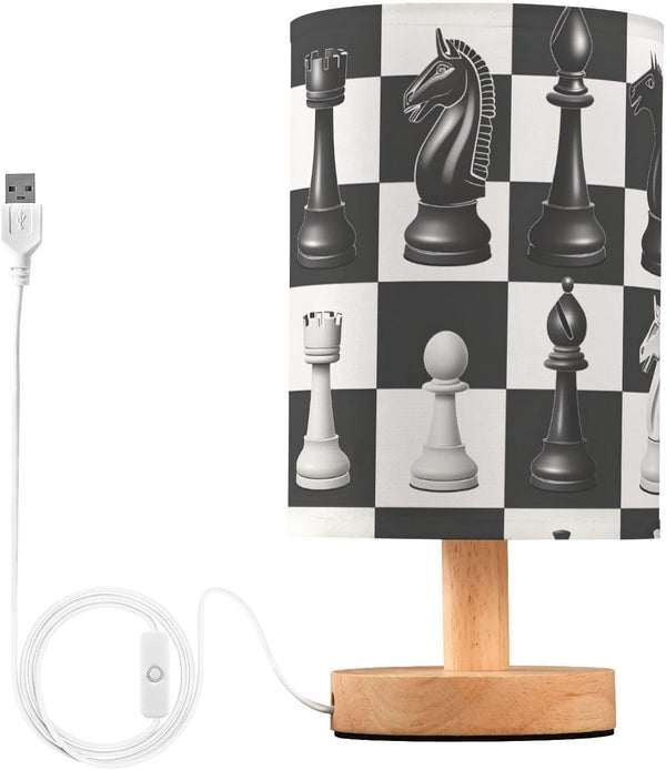MFTJYO Bedside Table Lamp Black White Buffalo Plaid Chess Table Lamp for Bedroom