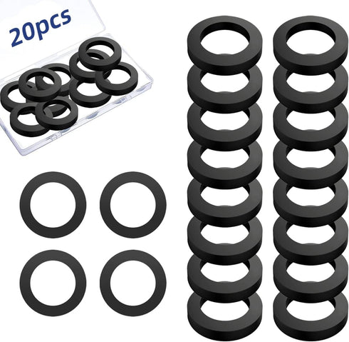 20 Pcs Oil Resistant Rubber Washers, 1 1/2" OD x 1" ID x 1/8" Thickness Black Neoprene Industrial Flat Spacer